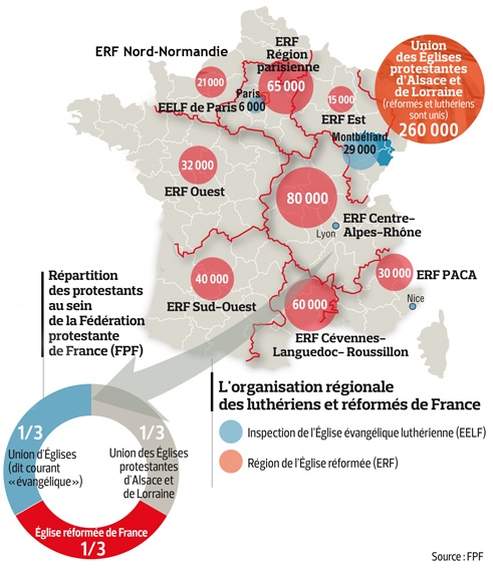 Repartition des Protestants en France