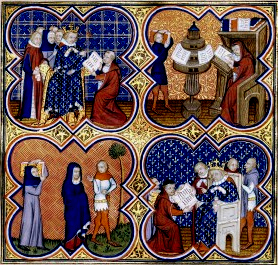 Charles V ordonnant la traduction d'Aristote, vers 1380, Bibliothèque nationale de France