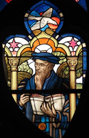 Vitrail du réformateur Guillaume Farel () au Temple réformé de Reims