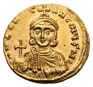 Pièce de monnaie à l'effigie de Constantin V, qui convoqua le Concile d'Hiéreia en 754