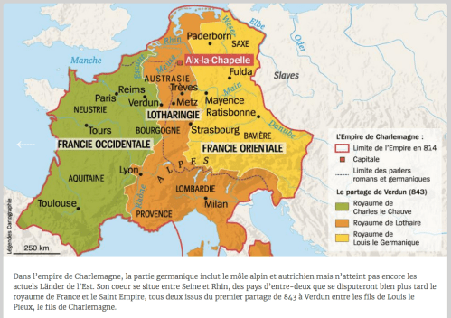 Carte de l'Empire carolingien en 843